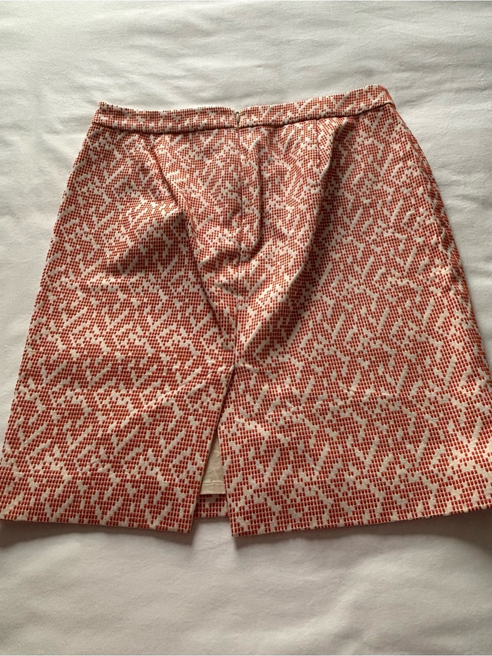 EUC! RARE! J.Crew Orange Ikat Pencil Skirt - Picture 3 of 3